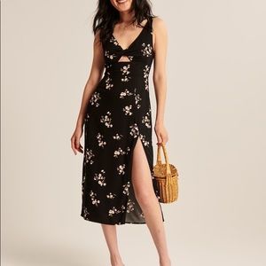 Twist-Front Cutout Midi Dress